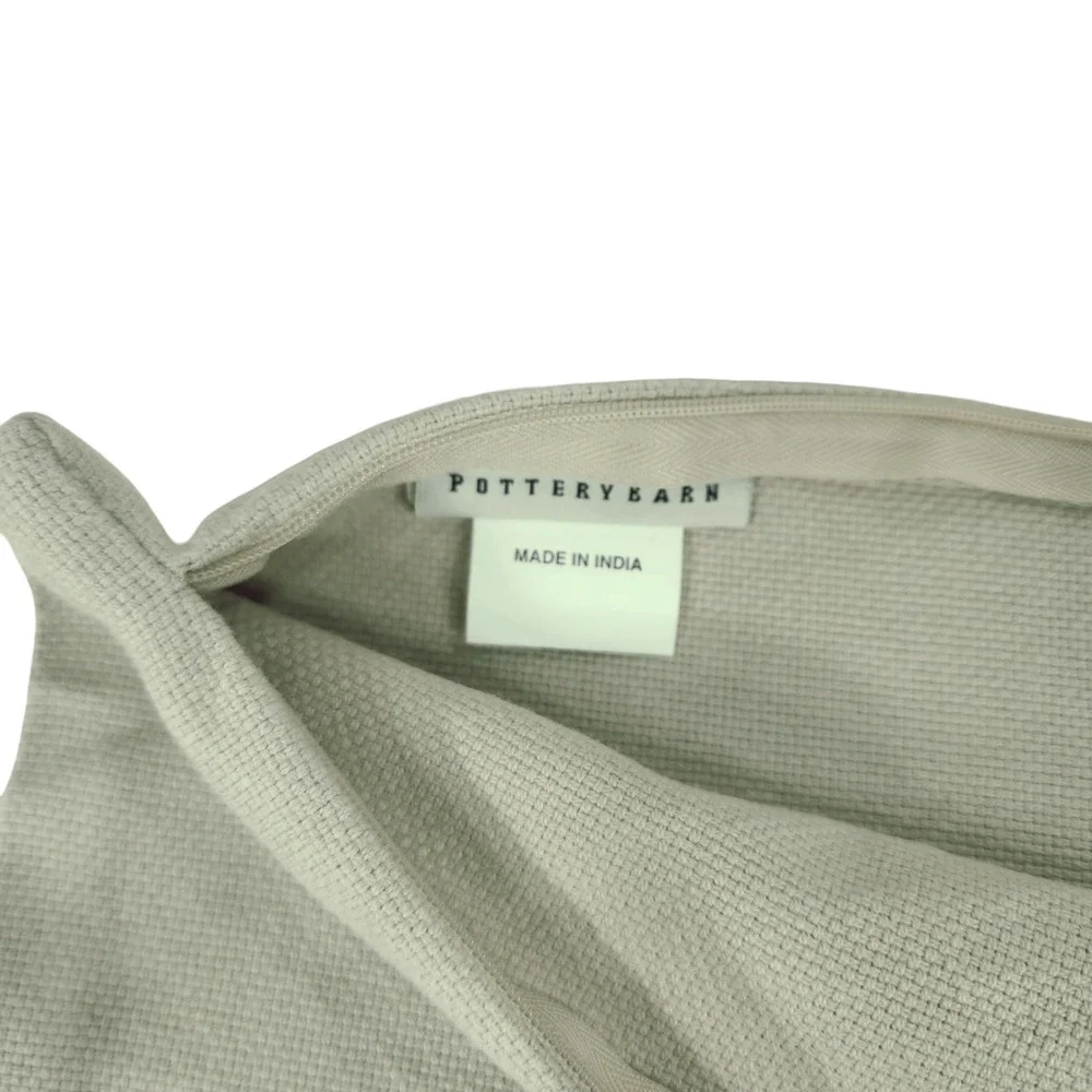 Pottery Barn Pillow Cover & Down‎ Insert 18x18 Beige Canvas 100% Cotton